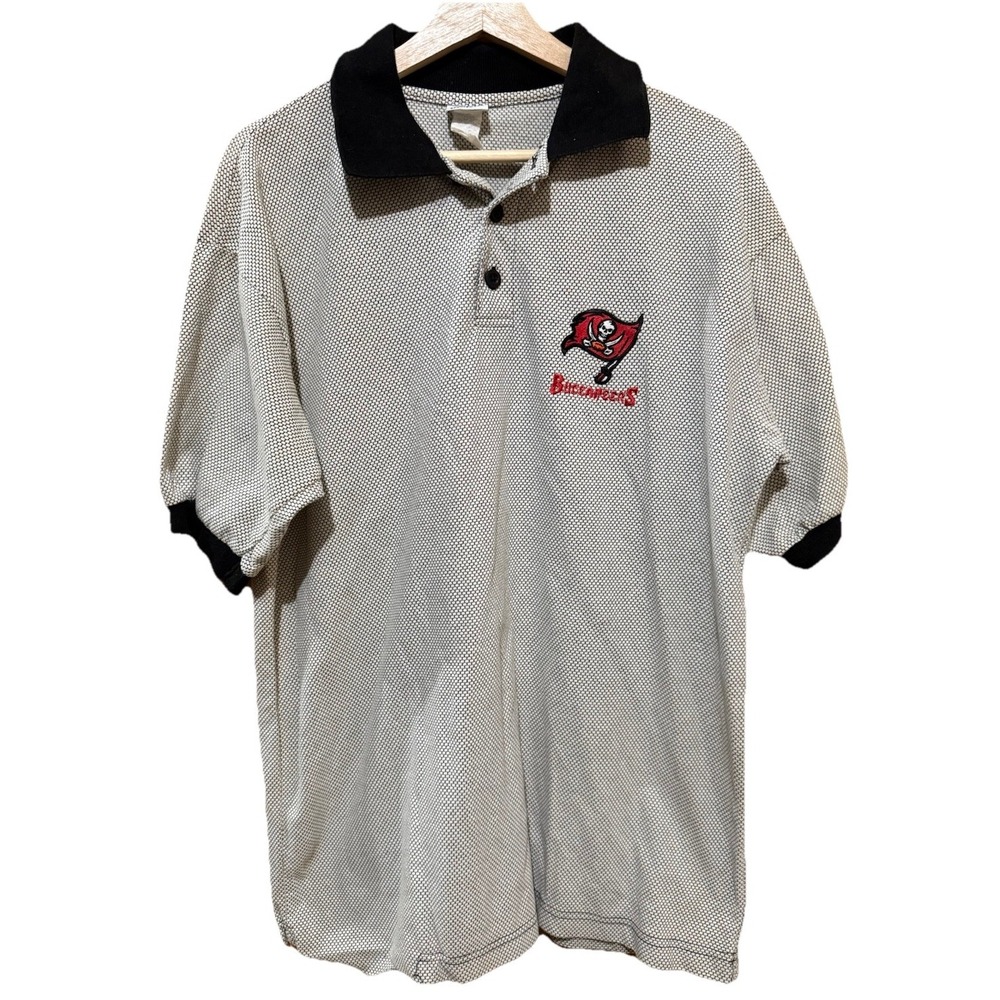 Vintage 90s Tampa Bay Buccaneers Polo Shirt Size XL‎ Geometric Pattern Golf NFL
